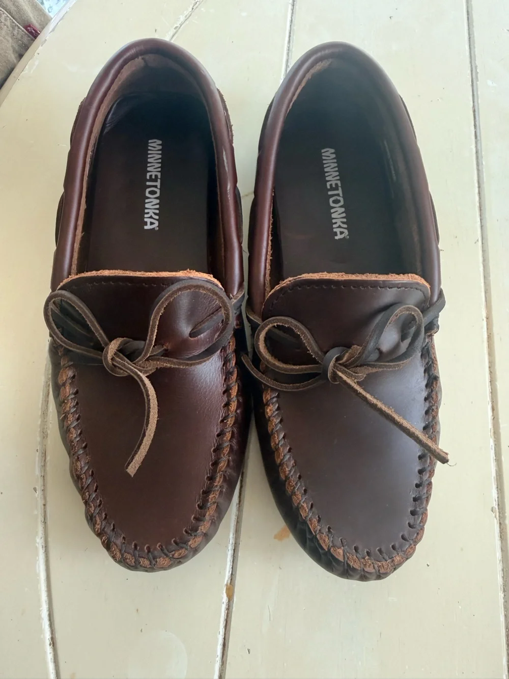Minnetonka Dark Brown Leather Moccasin Slip-Ons